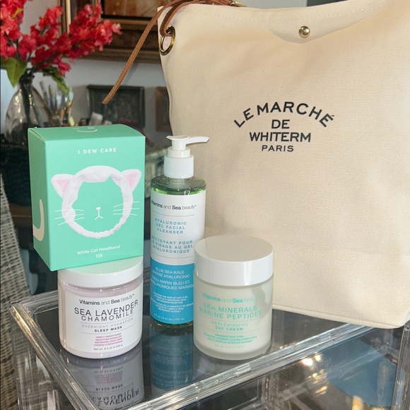 Le Marché de Whitem Paris Cream Tote with Vitamins & Sea Beauty Skin Care NWT